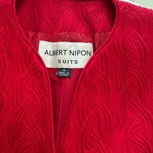 Albert Nipon Textured Red Blazer and skirt